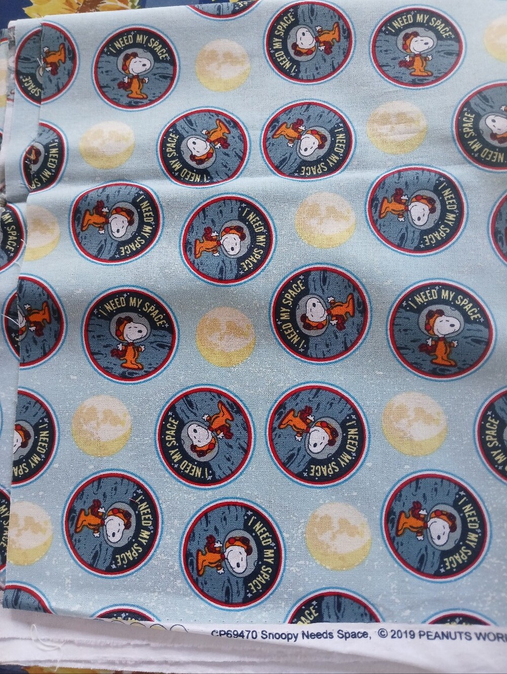 Peanuts Snoopy I Need My Space Astronaut Cotton Fabric